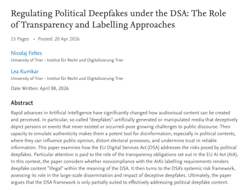 Regulating Political Deepfakes under the DSA
